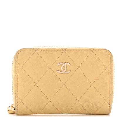 Chanel Caviar Quilted Zip Coin Purse Yellow 1 of 12