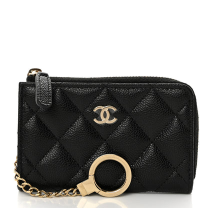 Chanel Caviar Quilted Zipped Key Holder Case Black 1 of 9