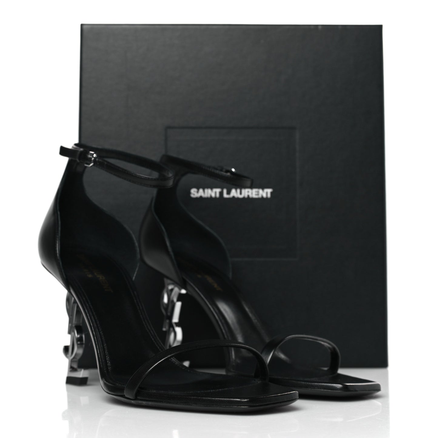 Calfskin Opyum 85 Sandals 39 Black Silver