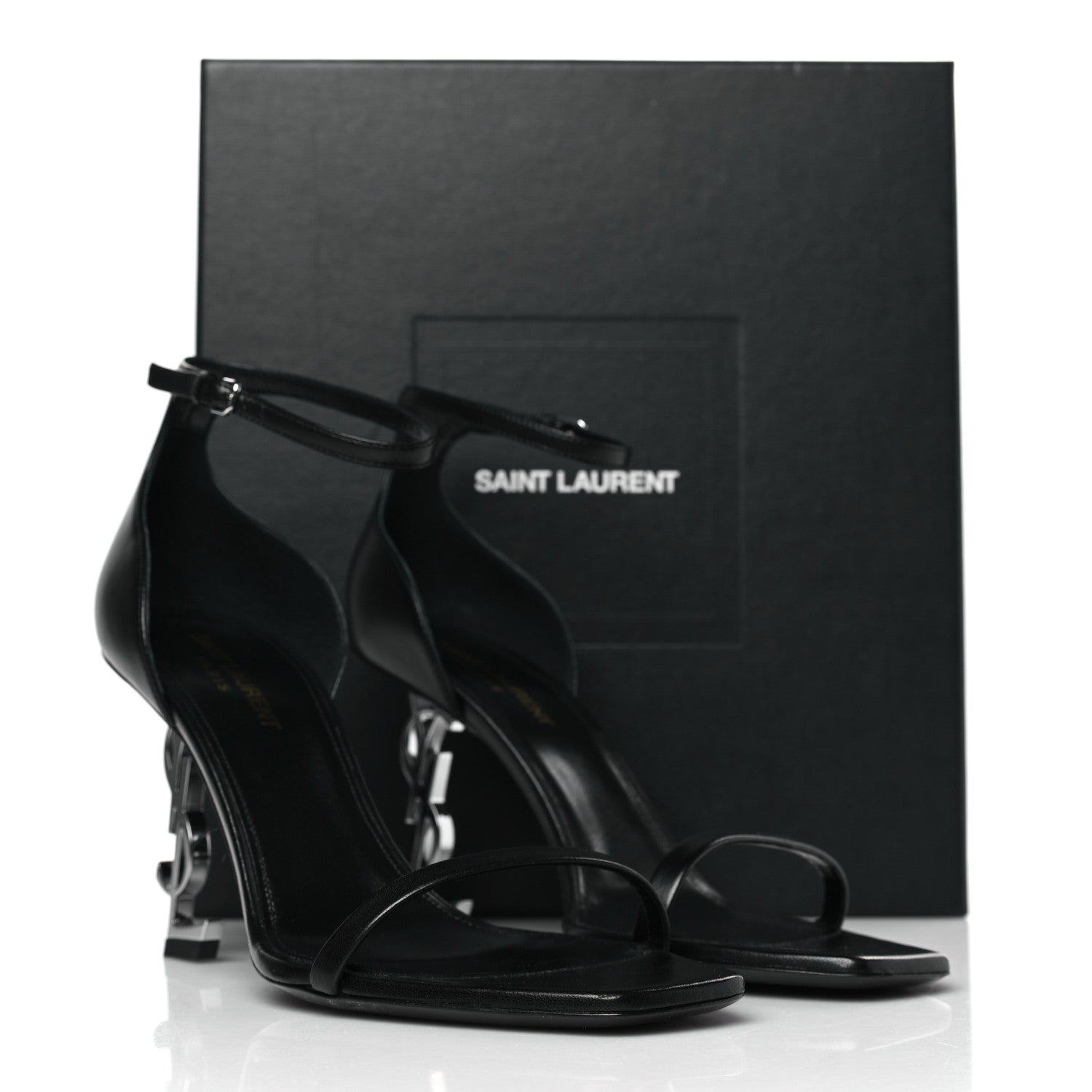 Saint Laurent Calfskin Opyum 85 Sandals 39 Black Silver 9 of 9