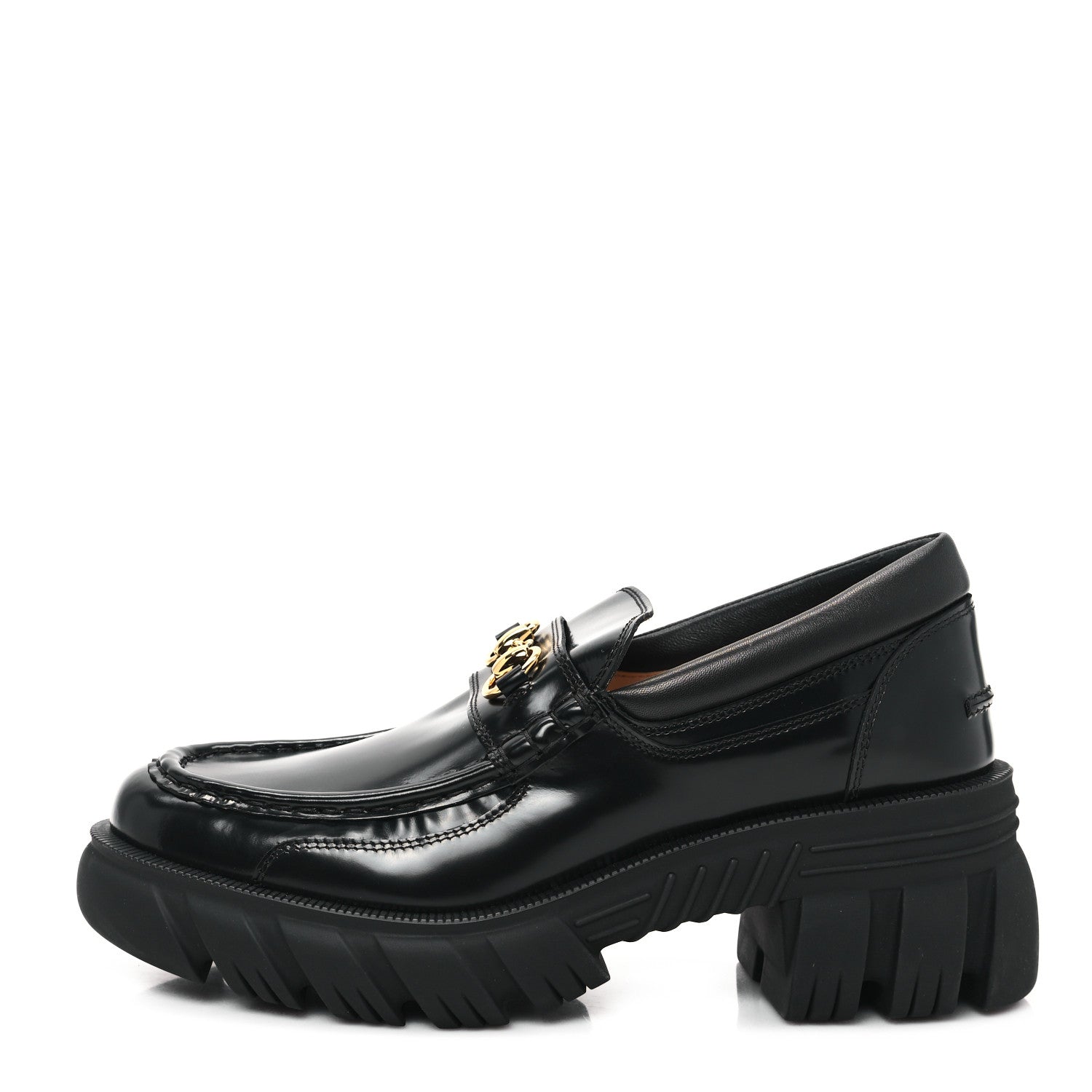 Gucci Magnum Calfskin Nappa Samoa Womens Horsebit Platform Chunky Lug Sole 40mm Loafers 41 Black 1 of 11
