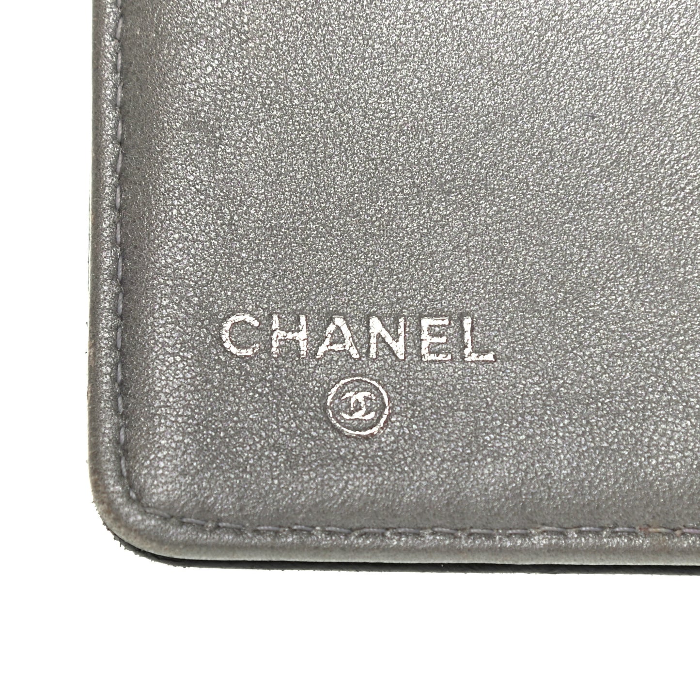 Lambskin Camellia Embossed Yen Wallet Black