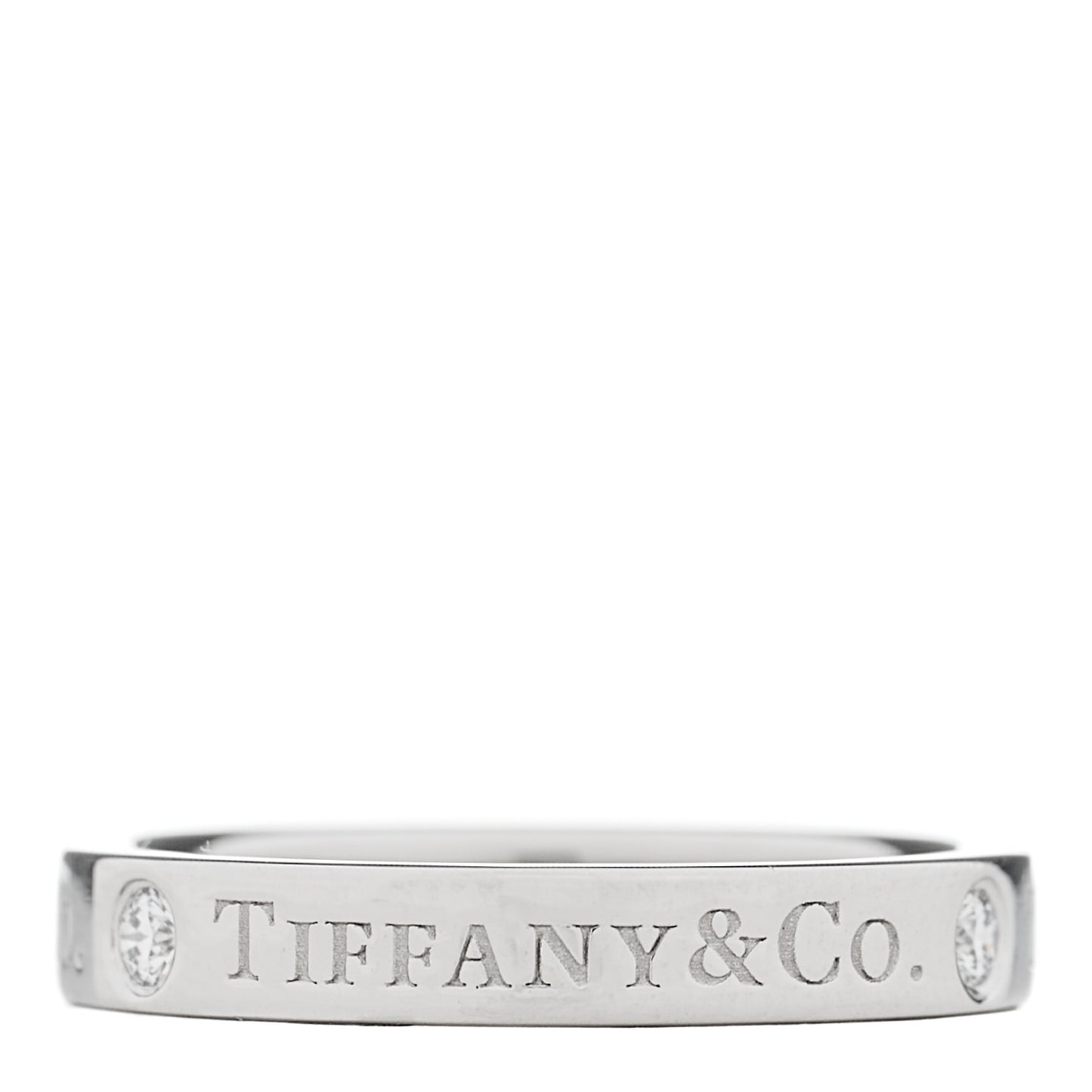 Platinum Diamond Logo Band Ring 49 4.75