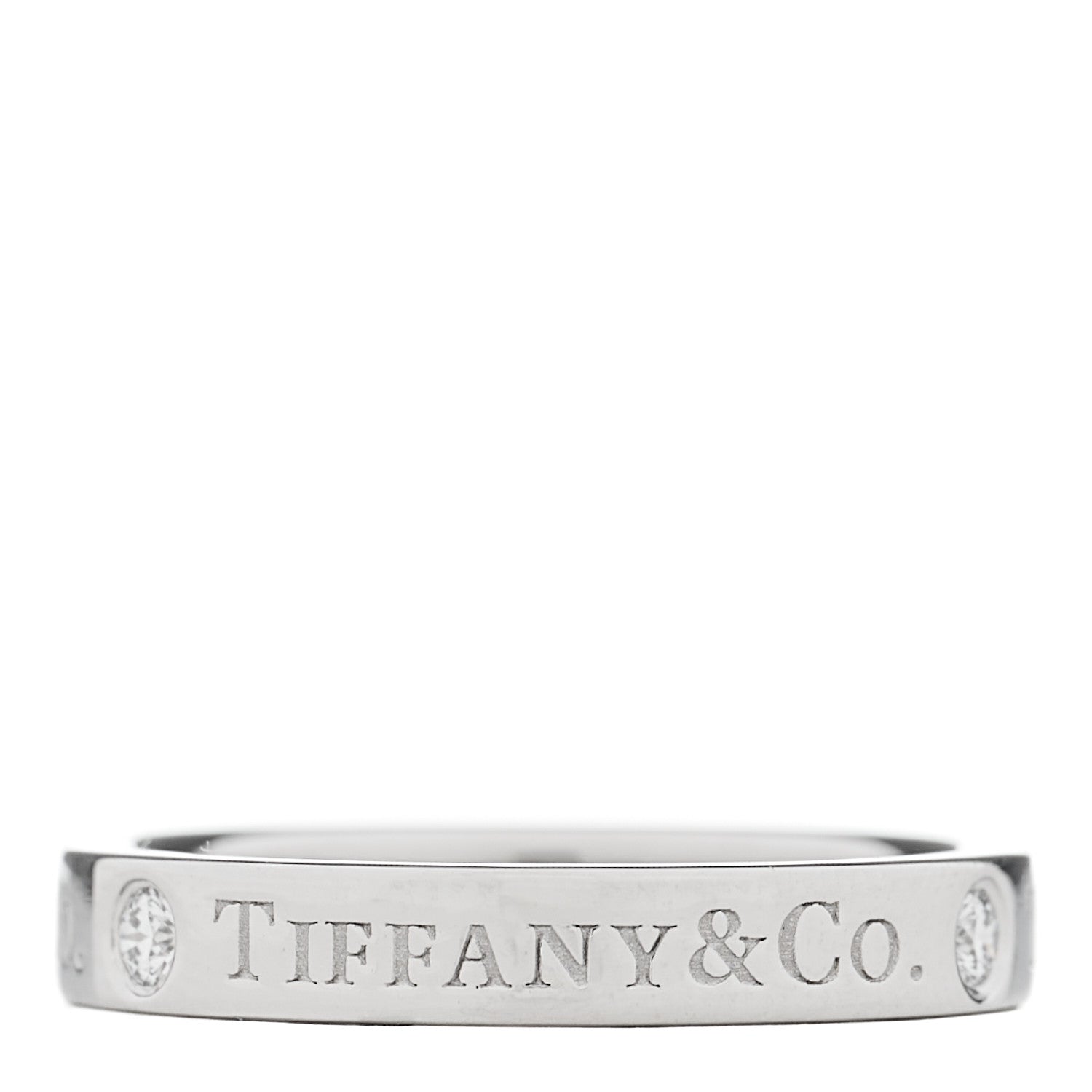 Tiffany Platinum Diamond Logo Band Ring 49 4.75 3 of 4