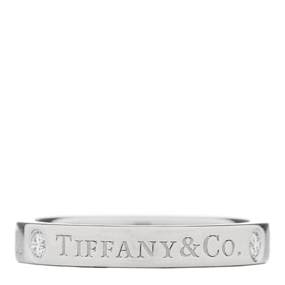 Tiffany Platinum Diamond Logo Band Ring 49 4.75 3 of 4