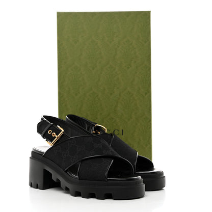 Gucci Monogram Granada Kid Trip 40/72mm Lug Sole Sandals 38 Black 9 of 9