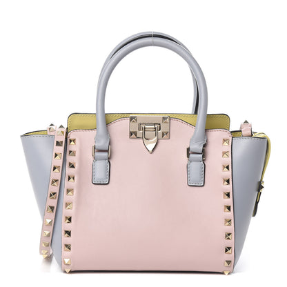 Valentino Garavani Vitello Watercolor Mini Rockstud Double Handle Tote Rose Green Yellow Sky 1 of 8