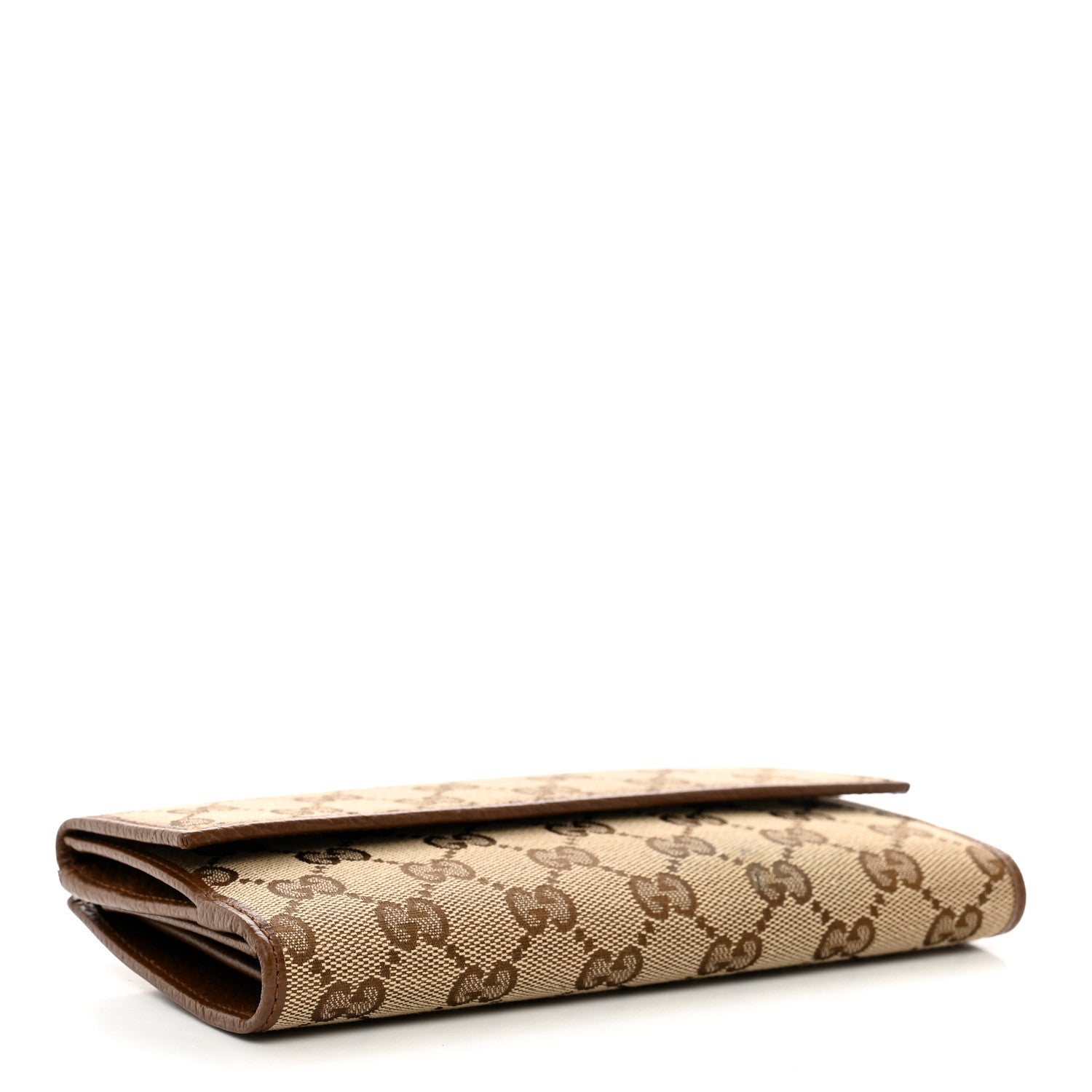 Gucci Monogram Metal Bar Continental Flap Wallet Beige Ebony Dark Brown 4 of 9