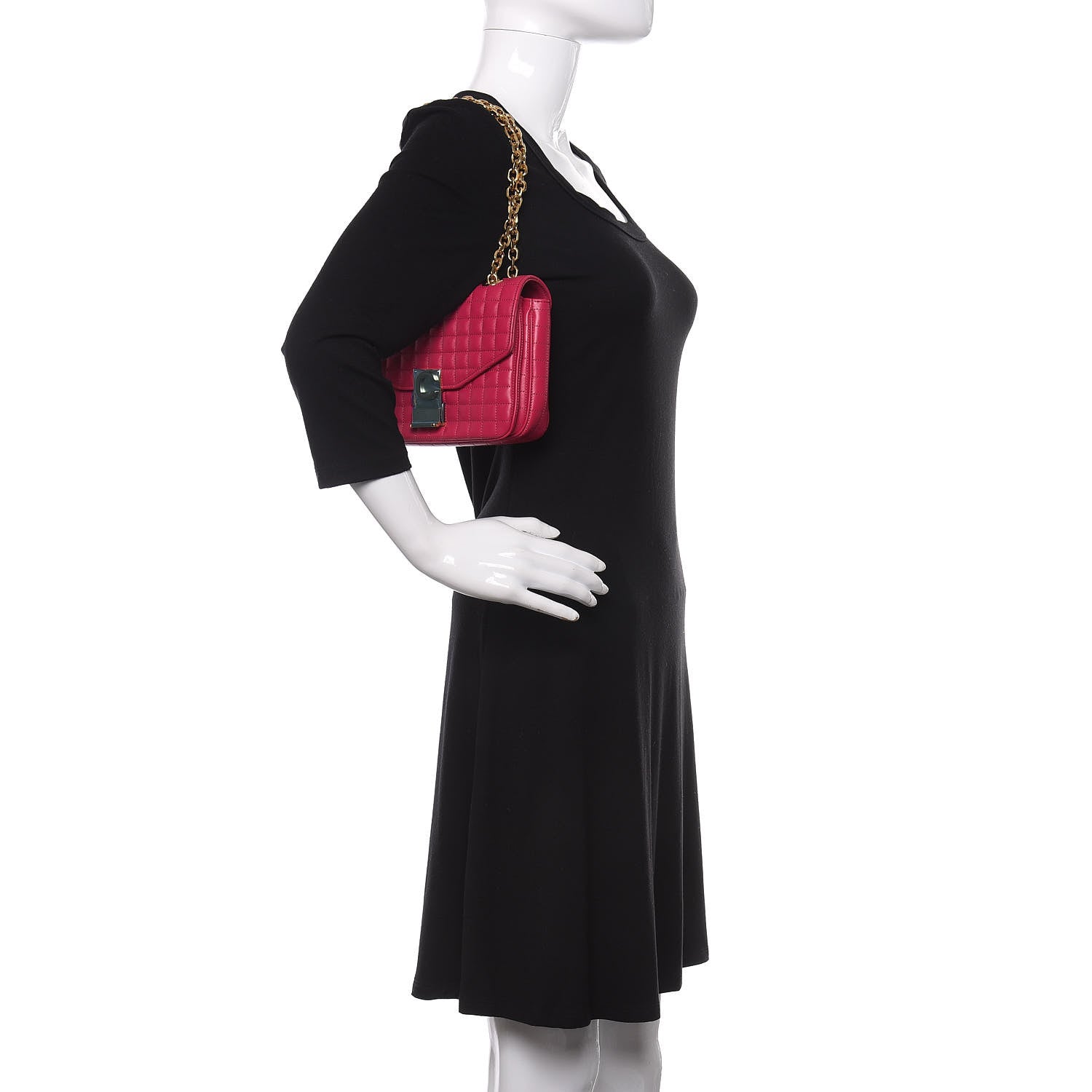 Celine Calfskin Quilted Medium C Bag Pink 2 of 11