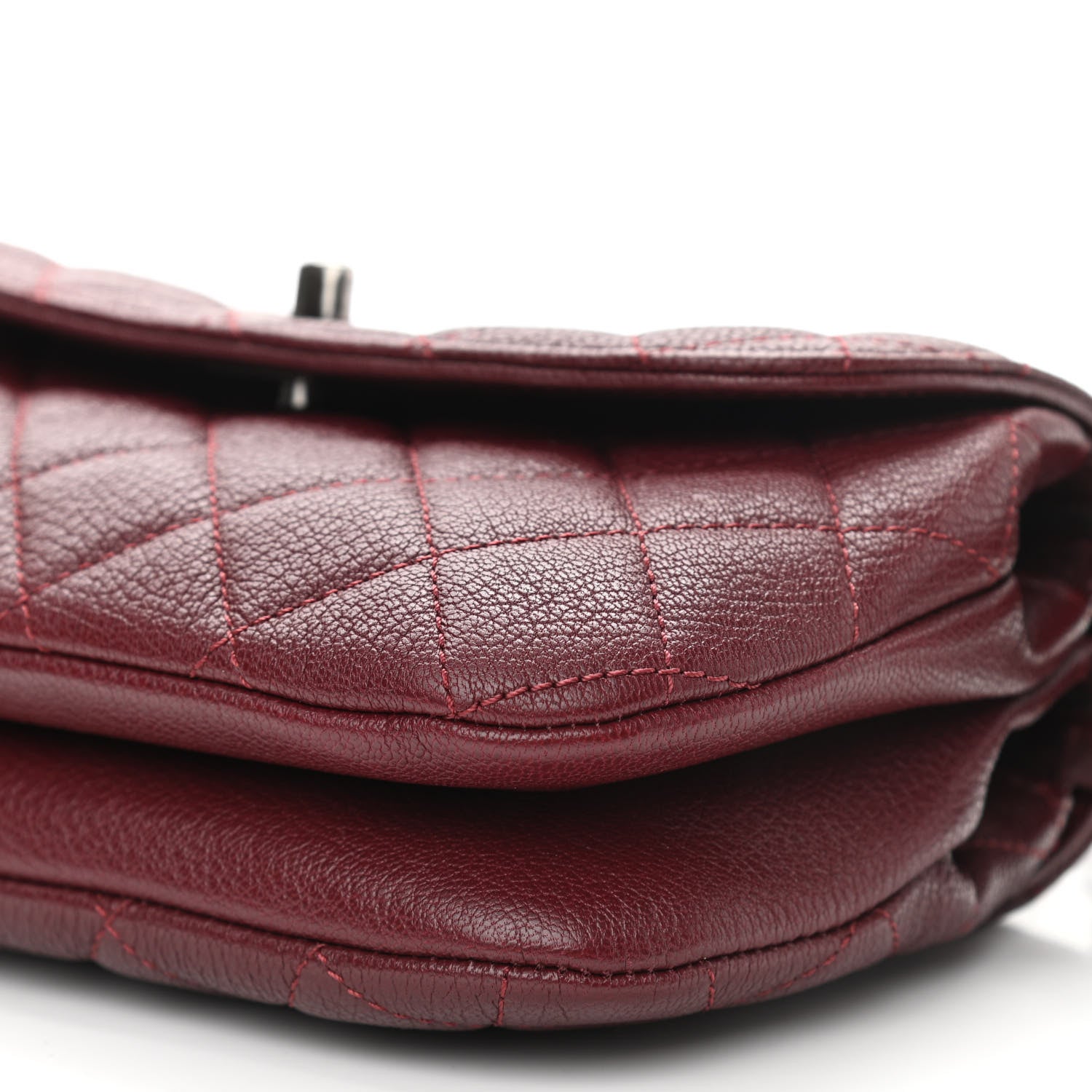 Chanel Goatskin Quilted CC Waiter Shoulder Bag Burgundy 10 of 10