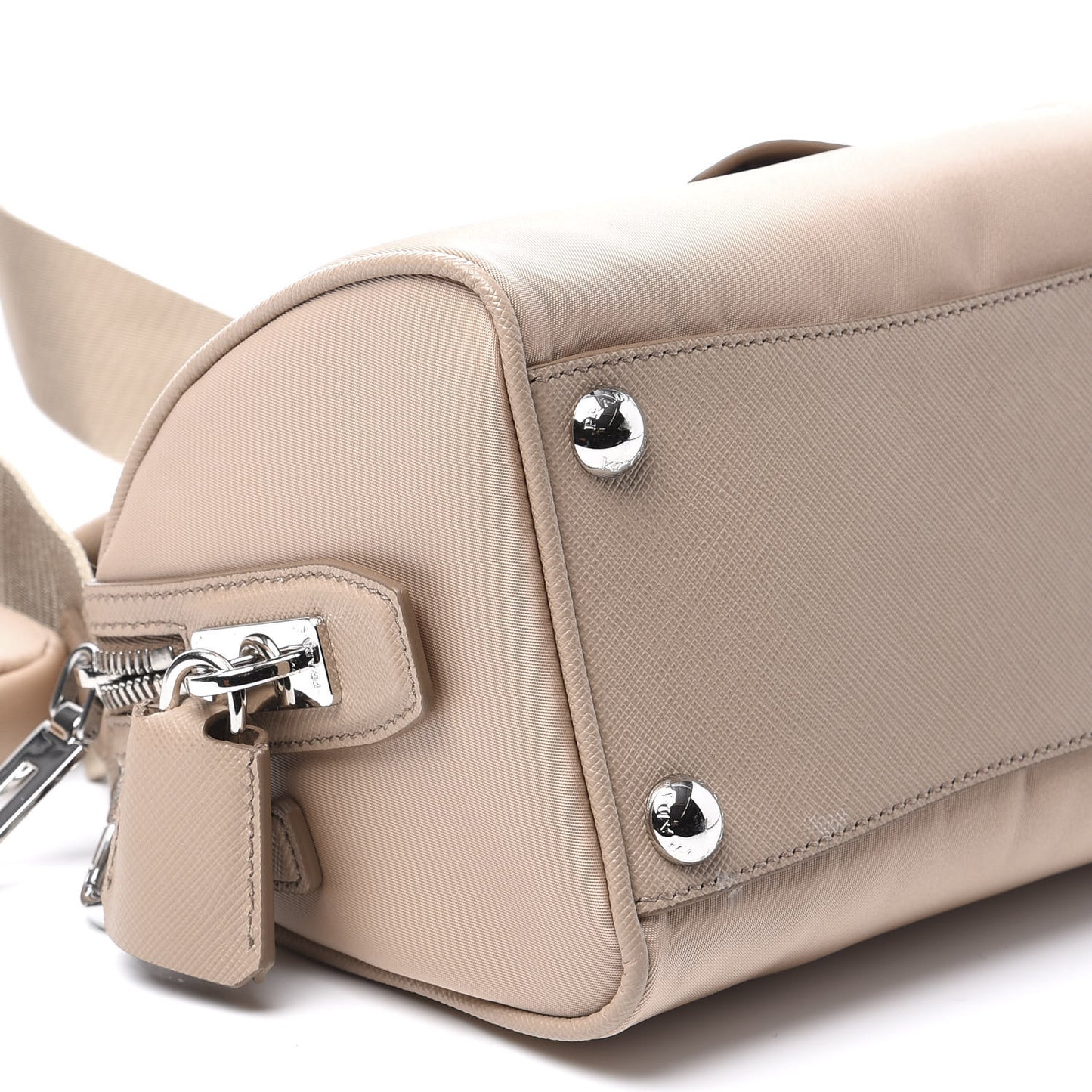 Tessuto Nylon Saffiano Re-Edition 2005 Top Handle Crossbody Bag Cammeo