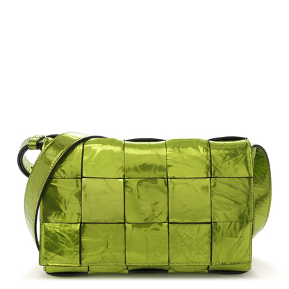 Bottega Veneta Metallic Crushed Calfskin Maxi Intrecciato Cassette Crossbody Bag Chlorophyll 1 of 11