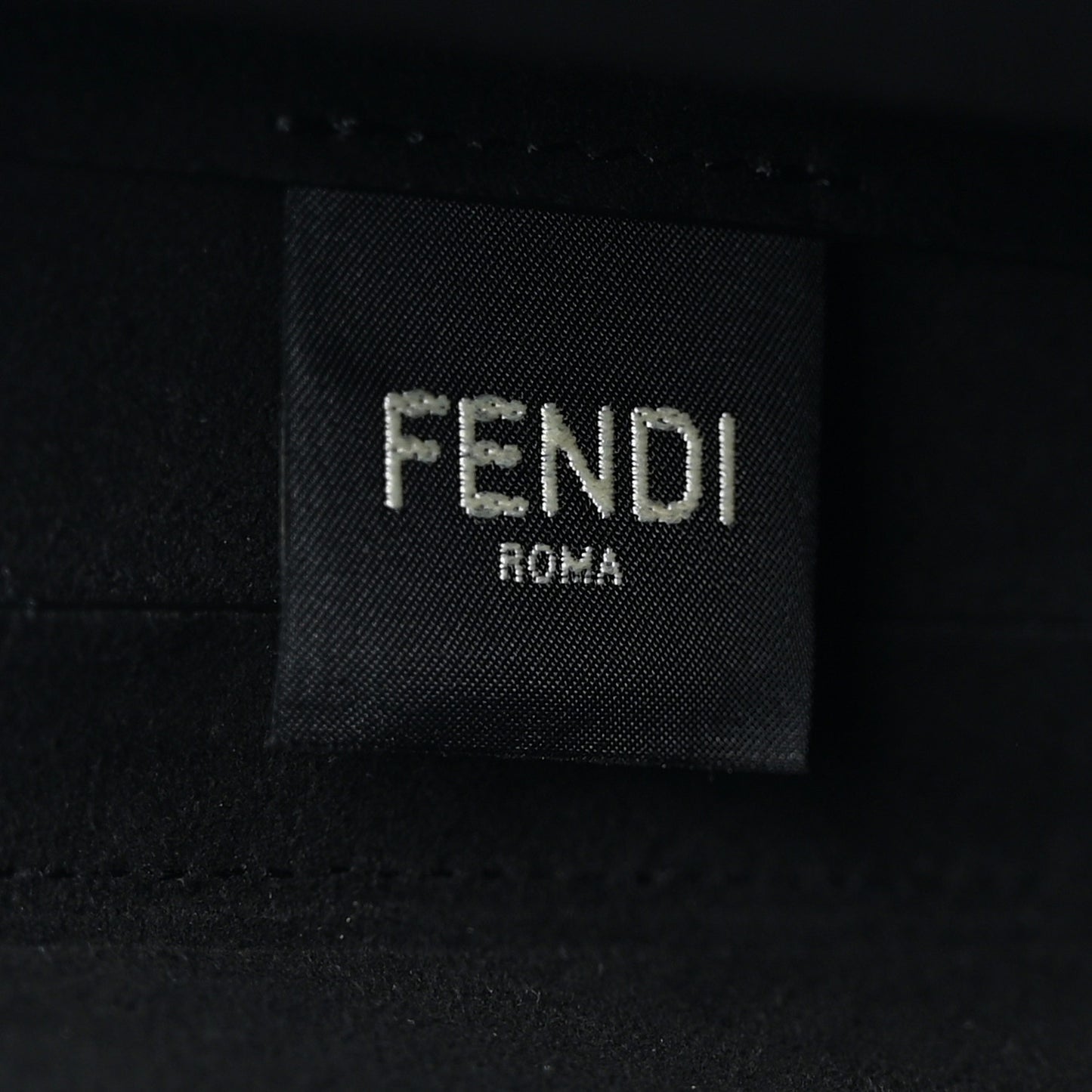 Shiny Glazed Fabric Vitello Cover FF 1974 Logo Clutch Black