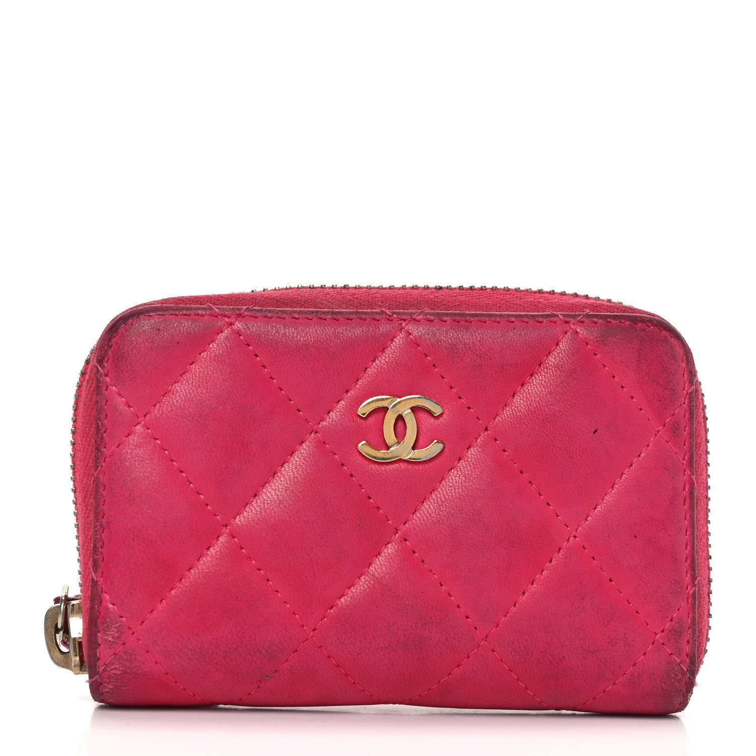 Chanel Lambskin Quilted Zip Coin Purse Fuchsia 1 of 9