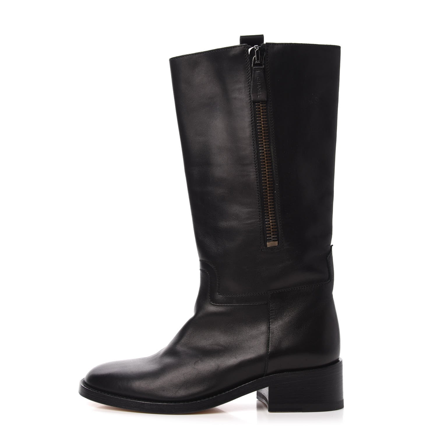 Chanel Calfskin Riding Boots 38.5 Black 1 of 8