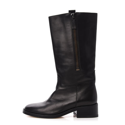 Chanel Calfskin Riding Boots 38.5 Black 1 of 8