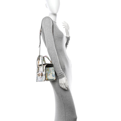 Gucci New Shangai Calfskin Tiger Savanah Mini Horsebit 1955 Foldover Top Handle Bag Chalky White Multicolor 2 of 11