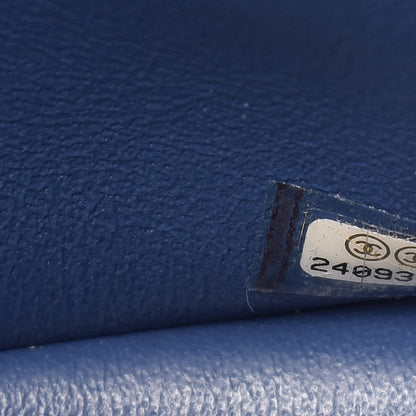 Chanel Caviar Chevron Quilted Jumbo Double Flap Blue 10 of 12