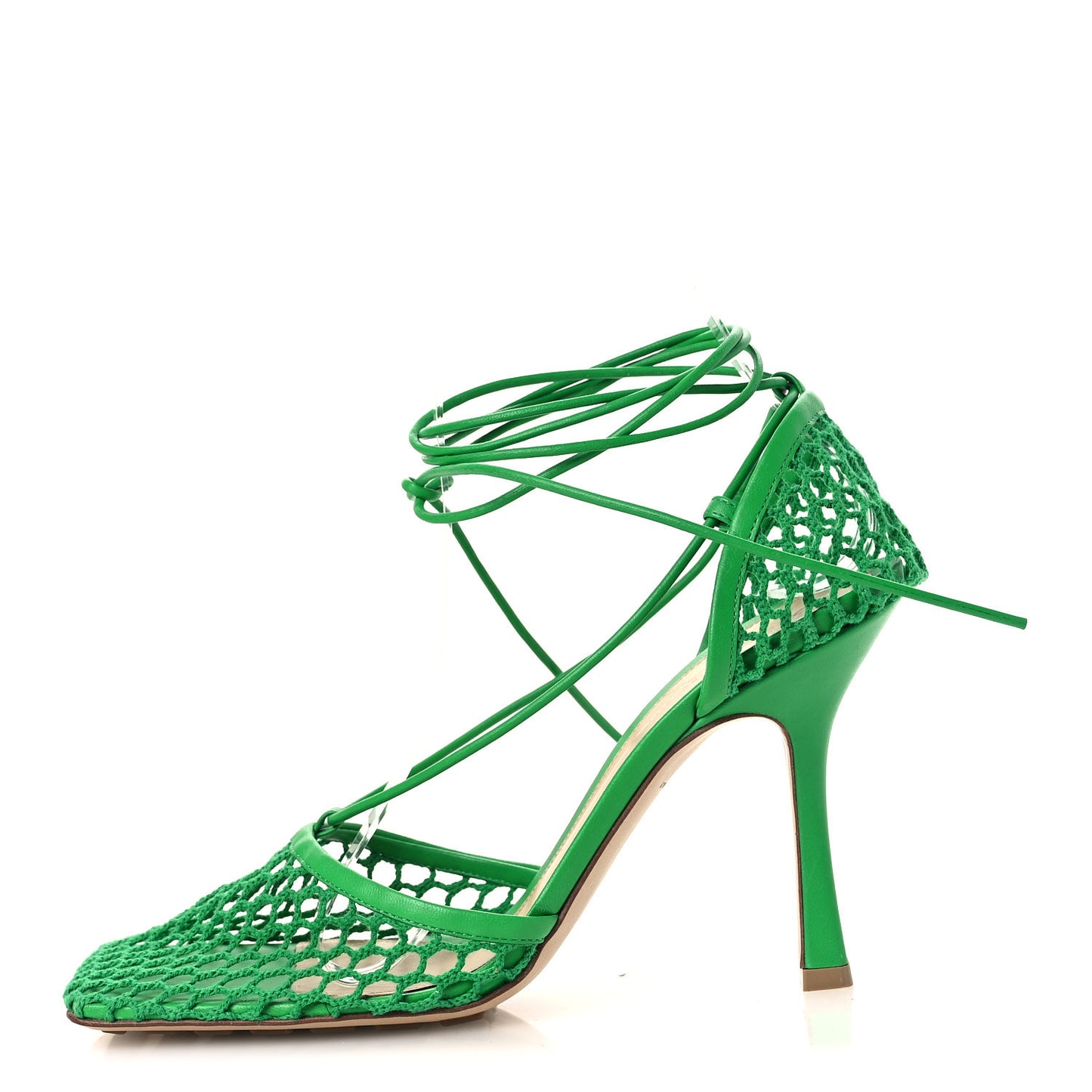 Mesh Nappa Stretch Ankle Tie 90mm Sandals 40 Grass