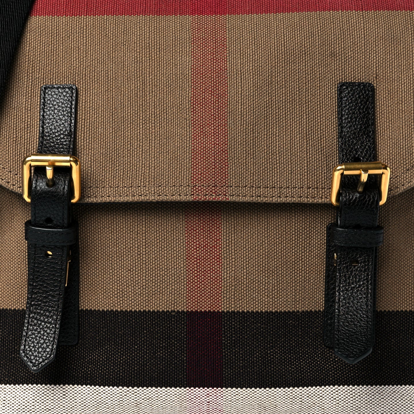 Canvas Mega Check Large Baildon Messenger Bag Black