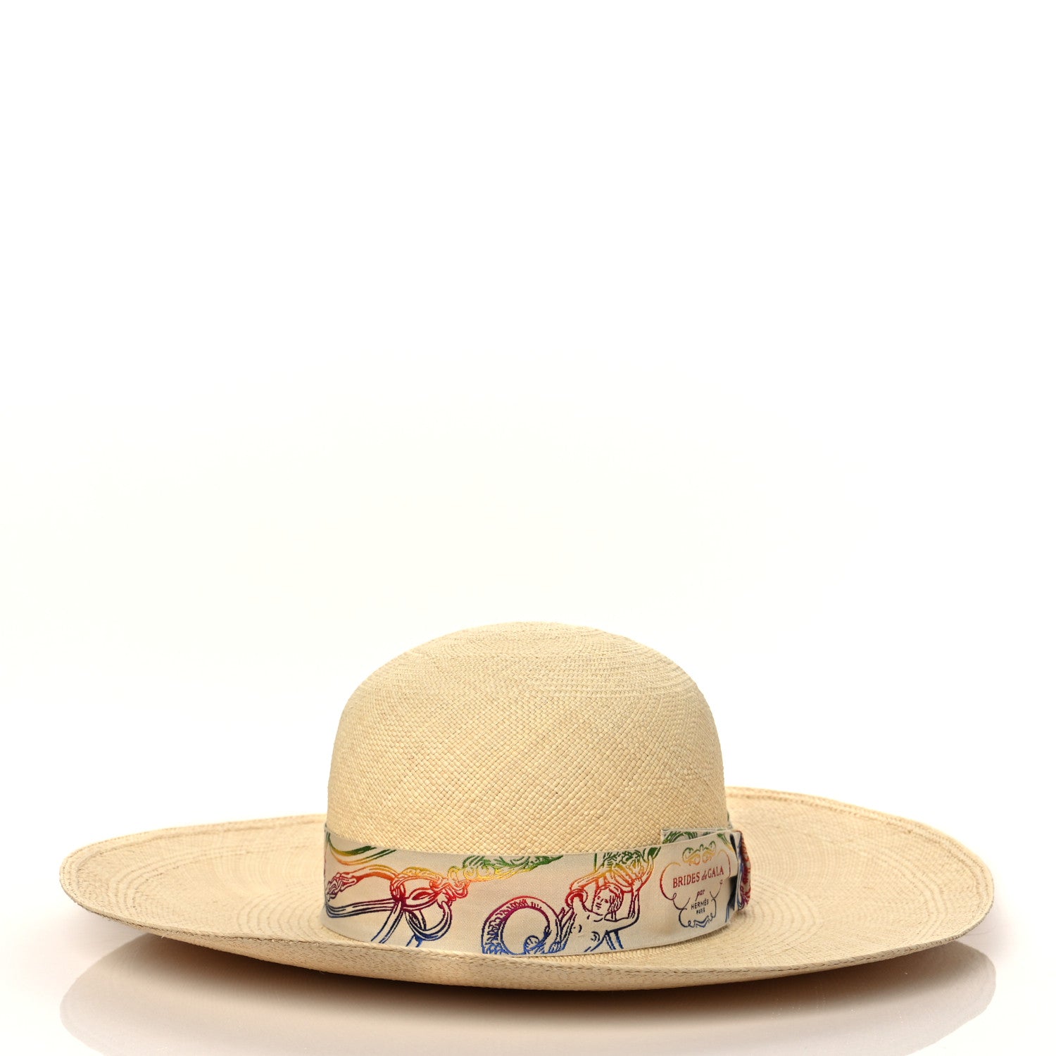 Hermes Straw Panama Brisa Brides De Gala Hat 57 Naturel Multicolore 3 of 7