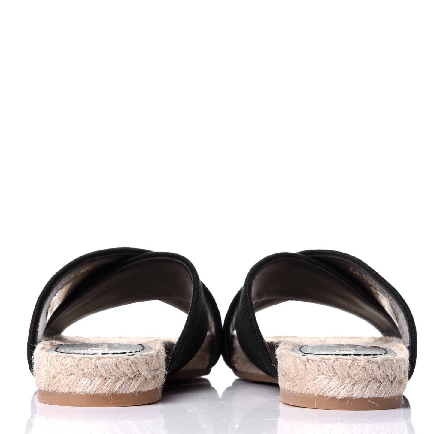 Canvas Embroidered Granville Espadrille Crisscross Flat Slide Sandals 36.5 Black