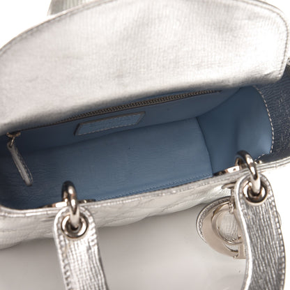 Christian Dior Metallic Grained Calfskin Cannage Small Lucky Badges My Lady Dior Silver 5 of 12