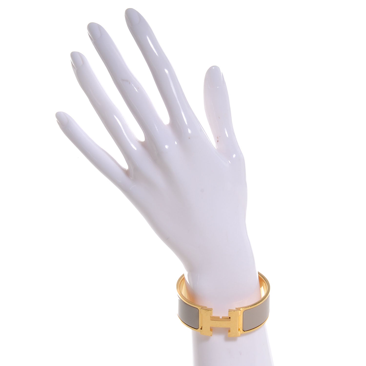 Hermes Enamel Wide Clic Clac H Bracelet PM Etoupe 2 of 5