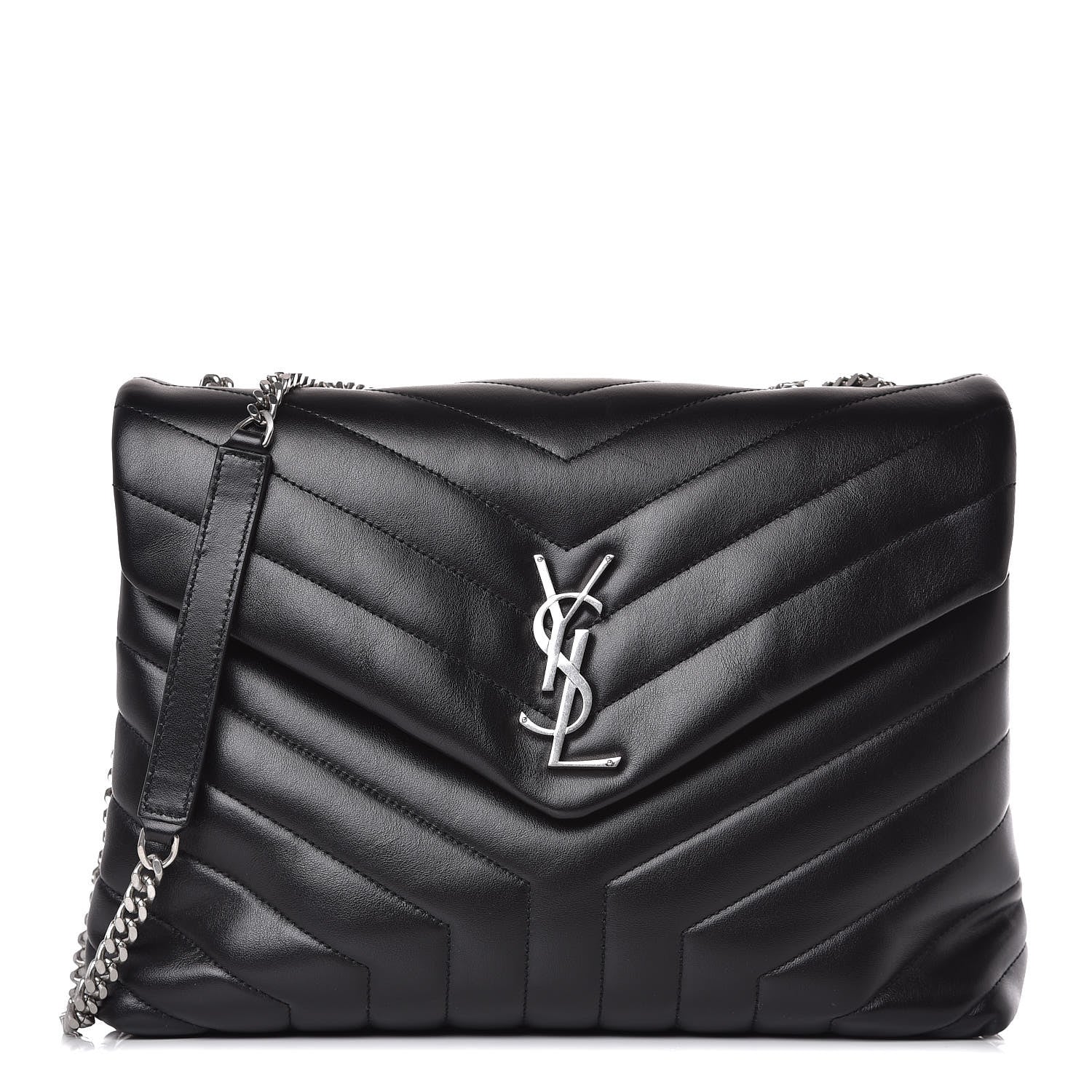 Saint Laurent Calfskin Y Quilted Monogram Medium Loulou Chain Satchel Black 1 of 9