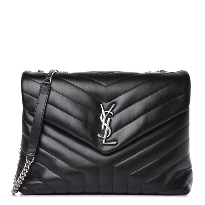 Saint Laurent Calfskin Y Quilted Monogram Medium Loulou Chain Satchel Black 1 of 9