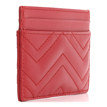 Gucci Calfskin Matelasse GG Marmont Card Holder Hibiscus Red 3 of 6