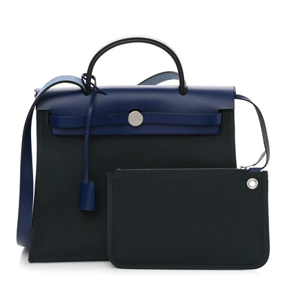 Hermes Vache Hunter Toile Herbag Zip 31 PM Vert Cypress Bleu Saphir 1 of 11