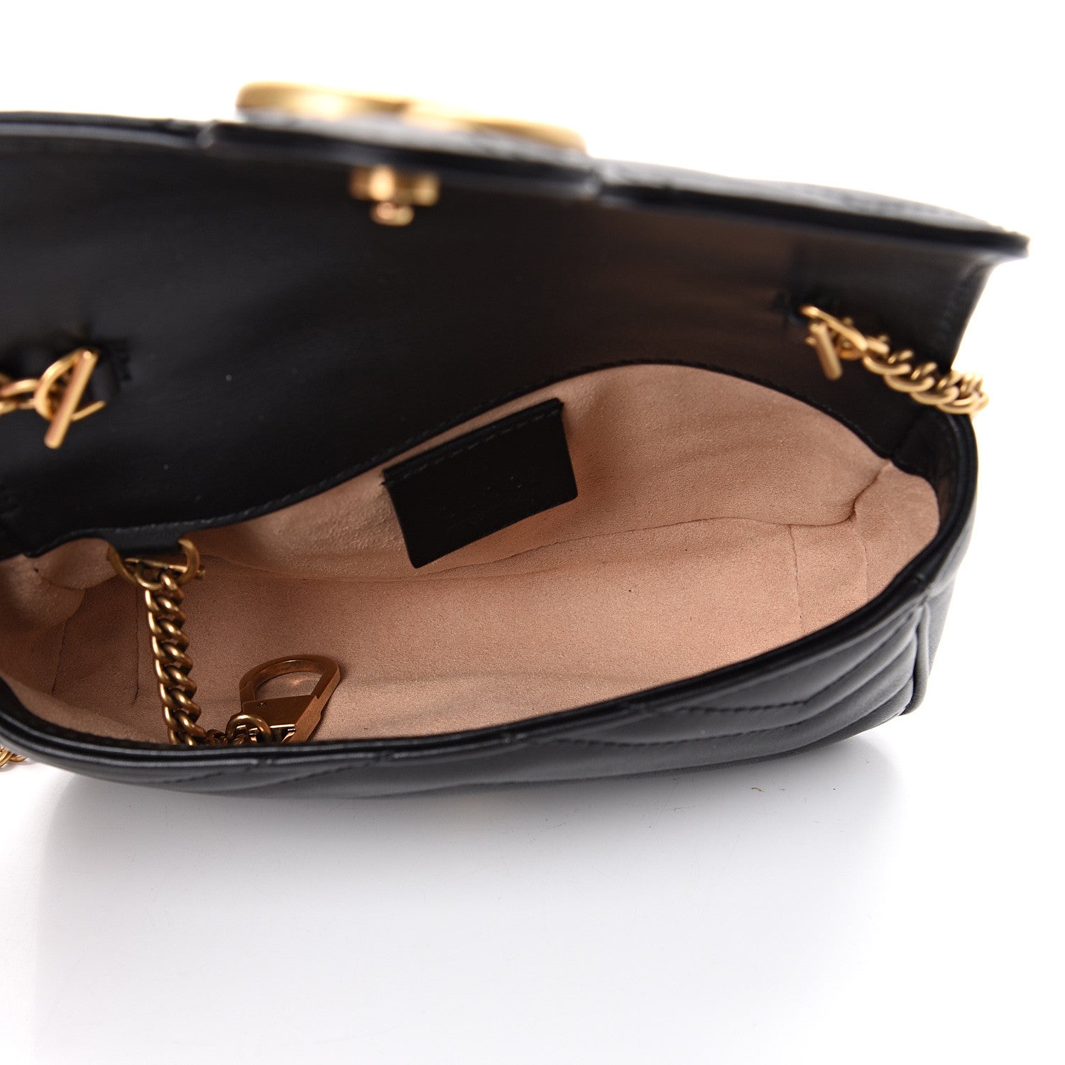 Gucci Calfskin Matelasse Super Mini GG Marmont Shoulder Bag Black 4 of 11