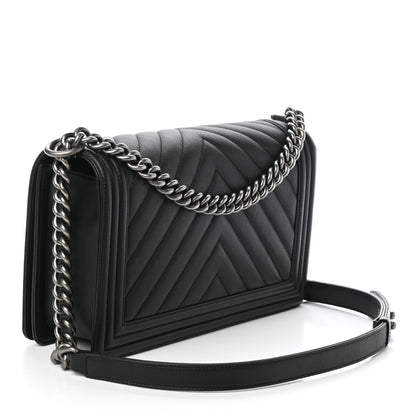 Chanel Calfskin Chevron Quilted New Medium Boy Flap Black 3 of 10