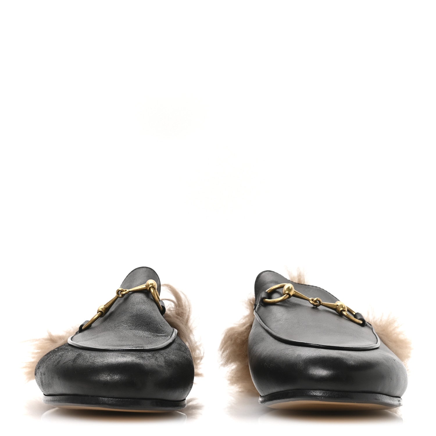 Gucci Calfskin Fur Womens Princetown Slippers 36 Black 3 of 7