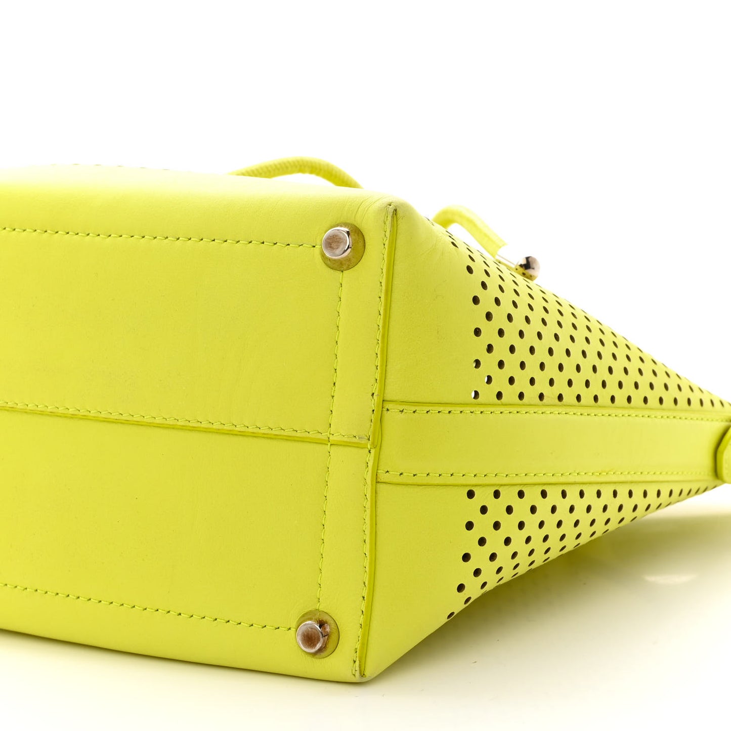 Calfskin Perforated Medium Bucket Bag Sulphur
