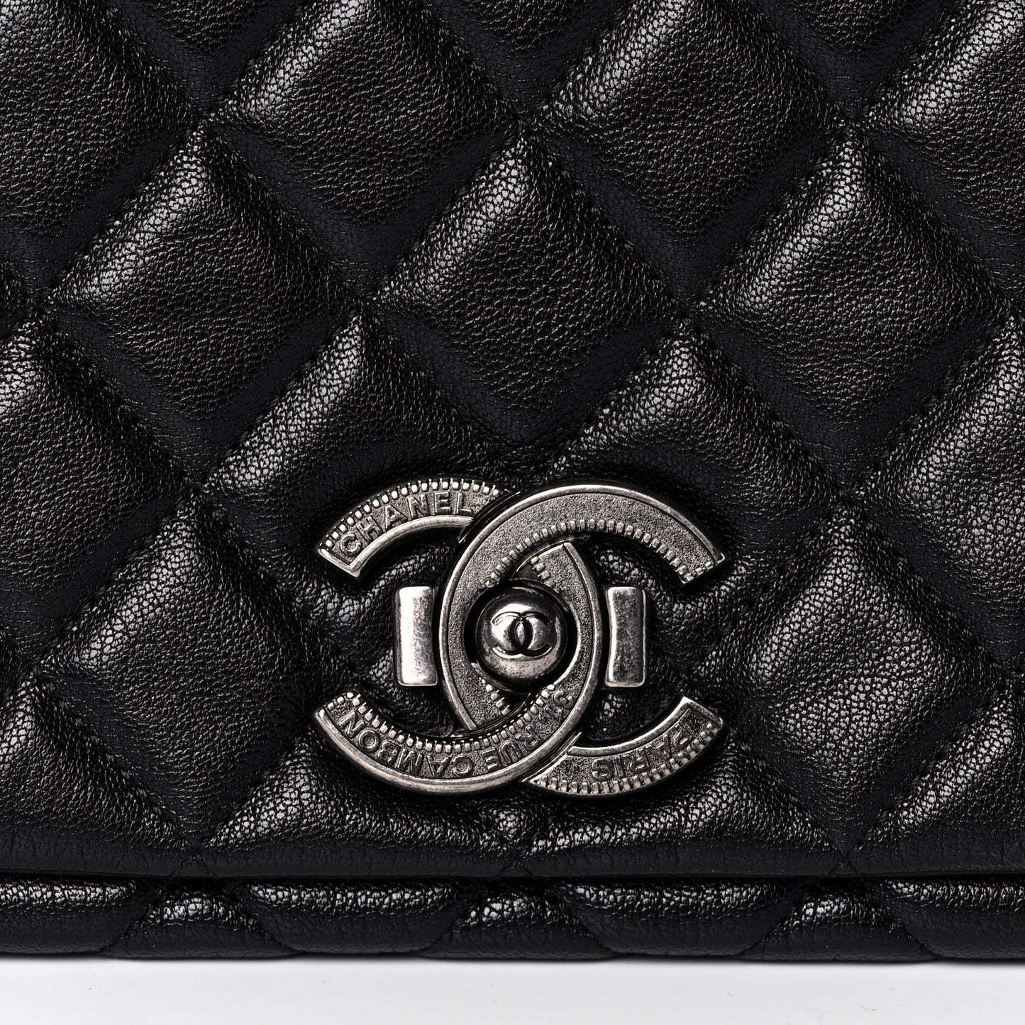 Goatskin Quilted Large City Rock Flap Black