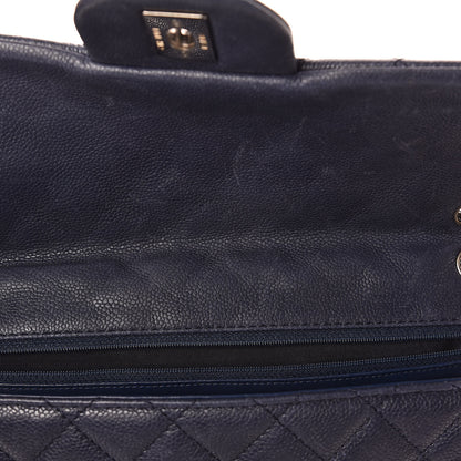 Chanel Washed Caviar Quilted Maxi Single Flap Blue 11 of 11