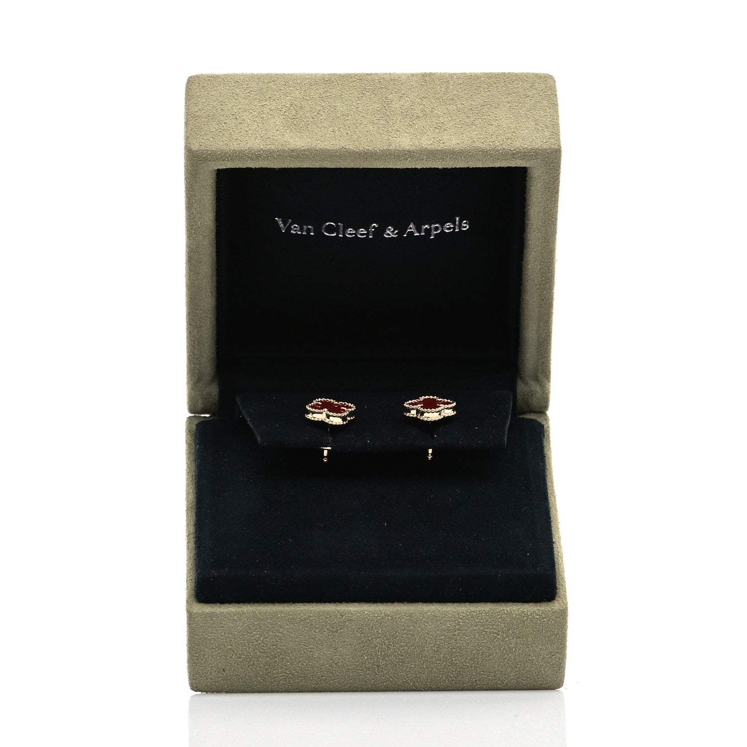 Van Cleef & Arpels 18K Rose Gold Carnelian Sweet Alhambra Earrings 6 of 6