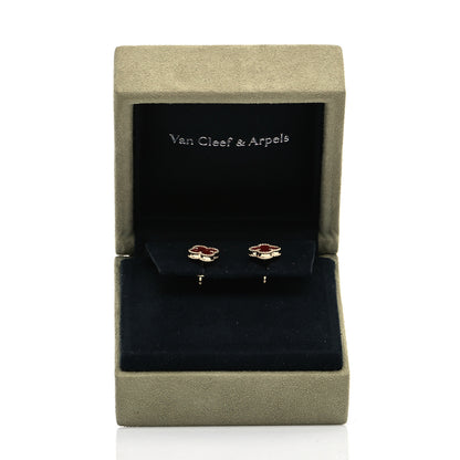Van Cleef & Arpels 18K Rose Gold Carnelian Sweet Alhambra Earrings 6 of 6