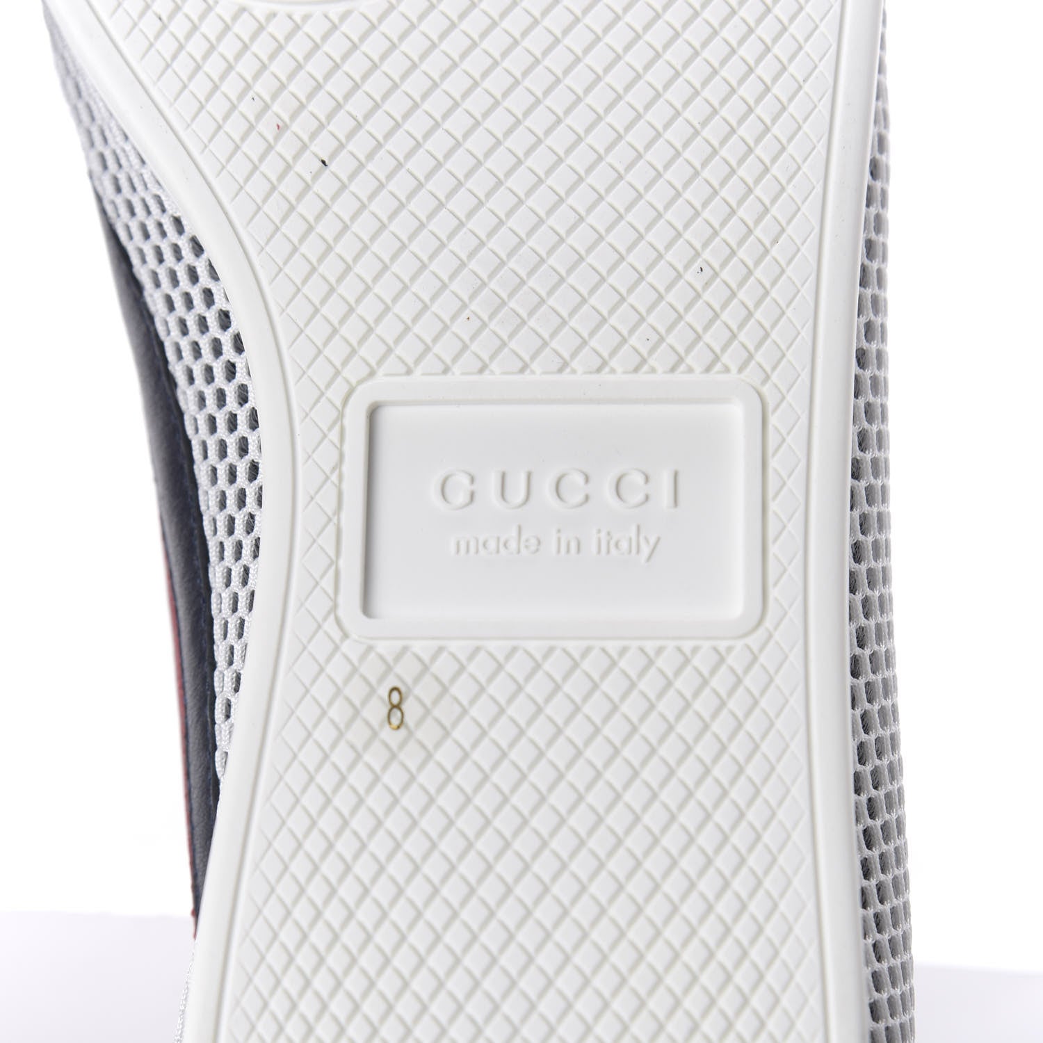 Gucci Calfskin Mesh Mens Falacer Sneakers 8 White Blue Red 6 of 9
