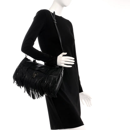 Proenza Schouler Lambskin Fringe Medium PS1 Satchel Black 2 of 8