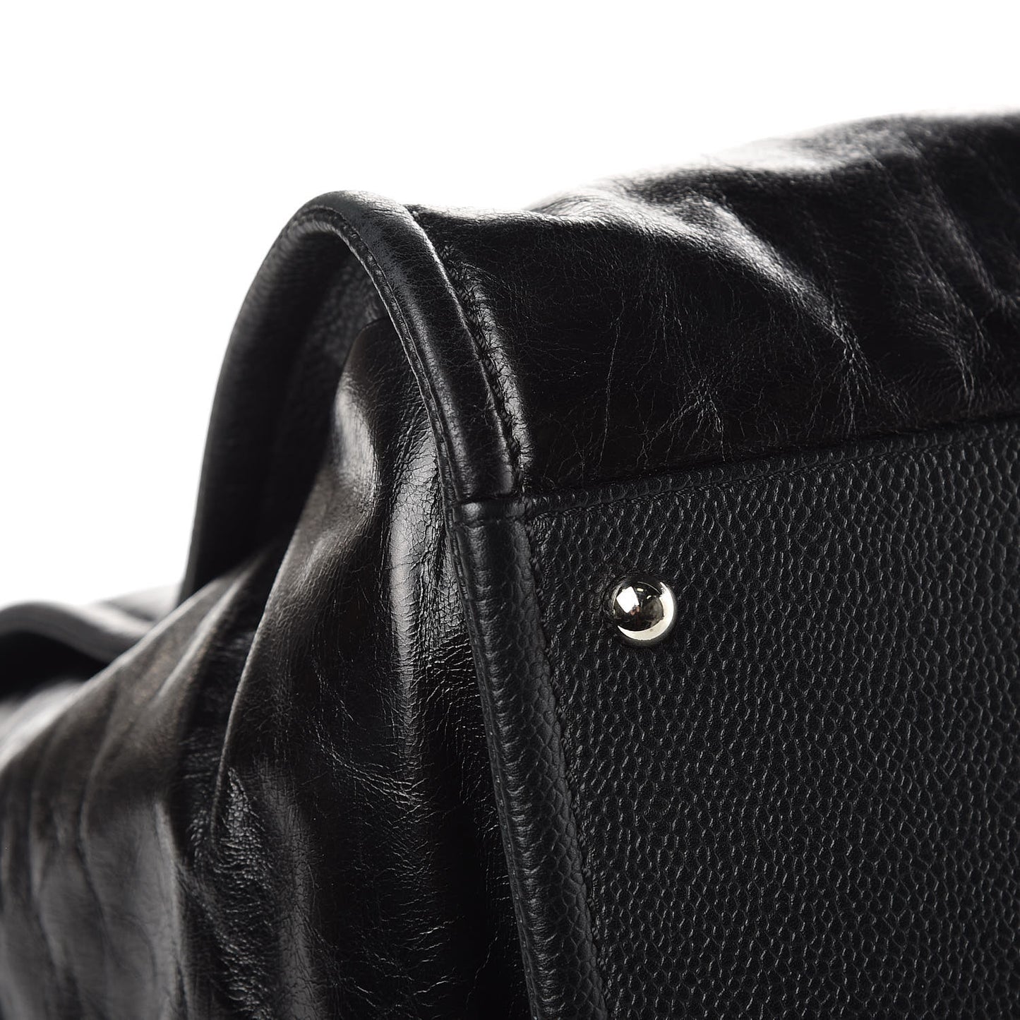 Glazed Calfskin Large Deauville Tote Black