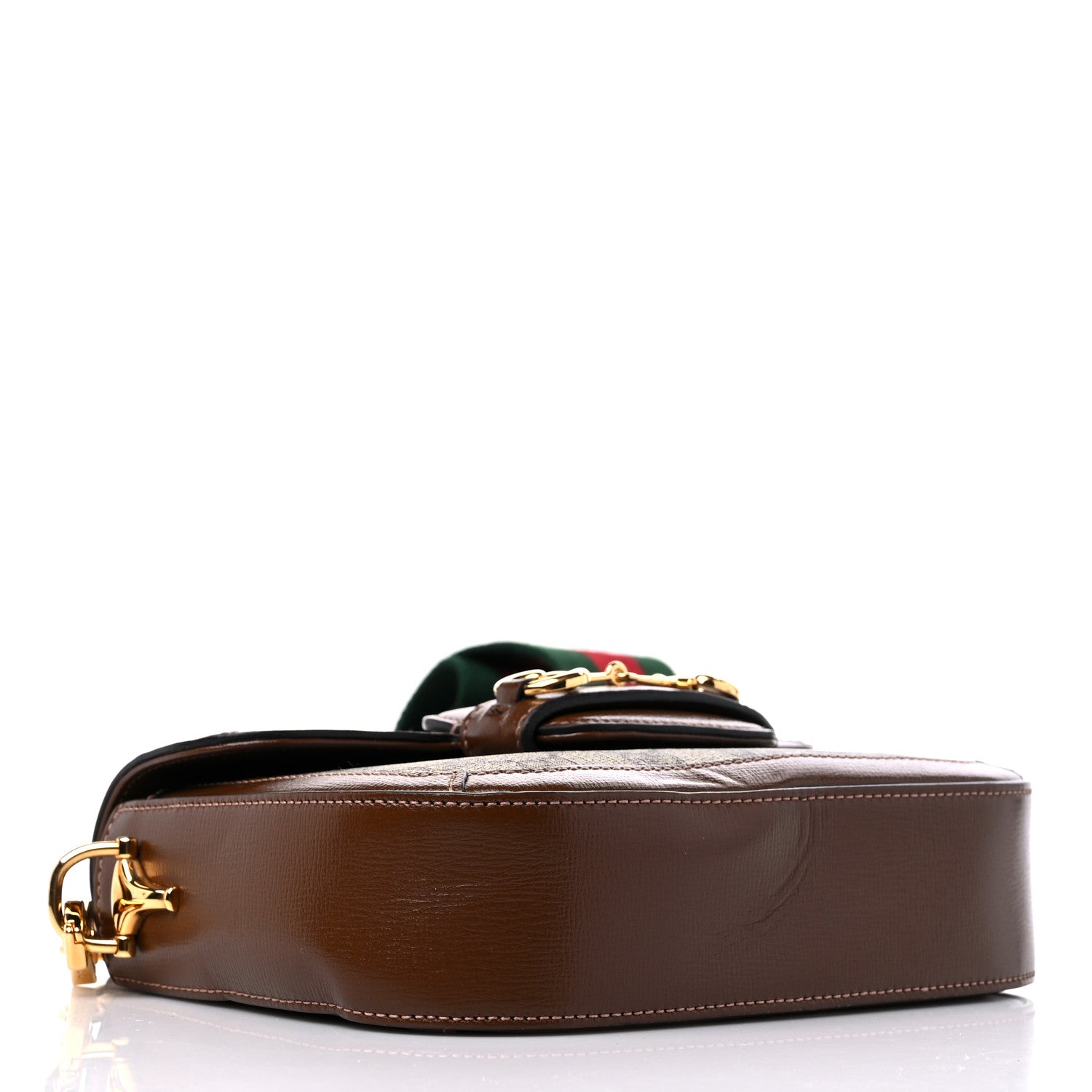 Gucci GG Supreme Monogram Web Mini Horsebit 1955 Shoulder Bag Beige Brown Sugar 4 of 11