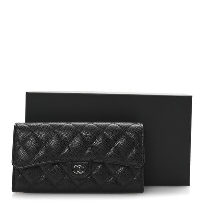 Chanel Caviar Quilted Large Gusset Flap Wallet Black 9 of 9