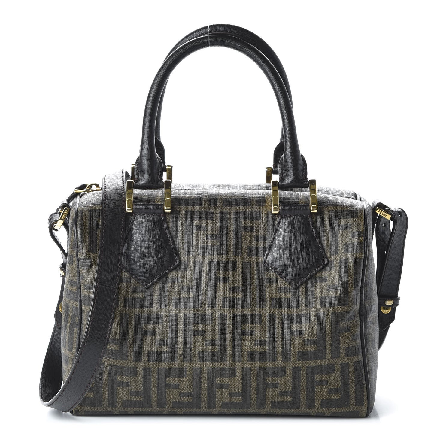 Zucca Spalmati Vitello Elite Medium Convertible Boston Satchel Tobacco Ebano