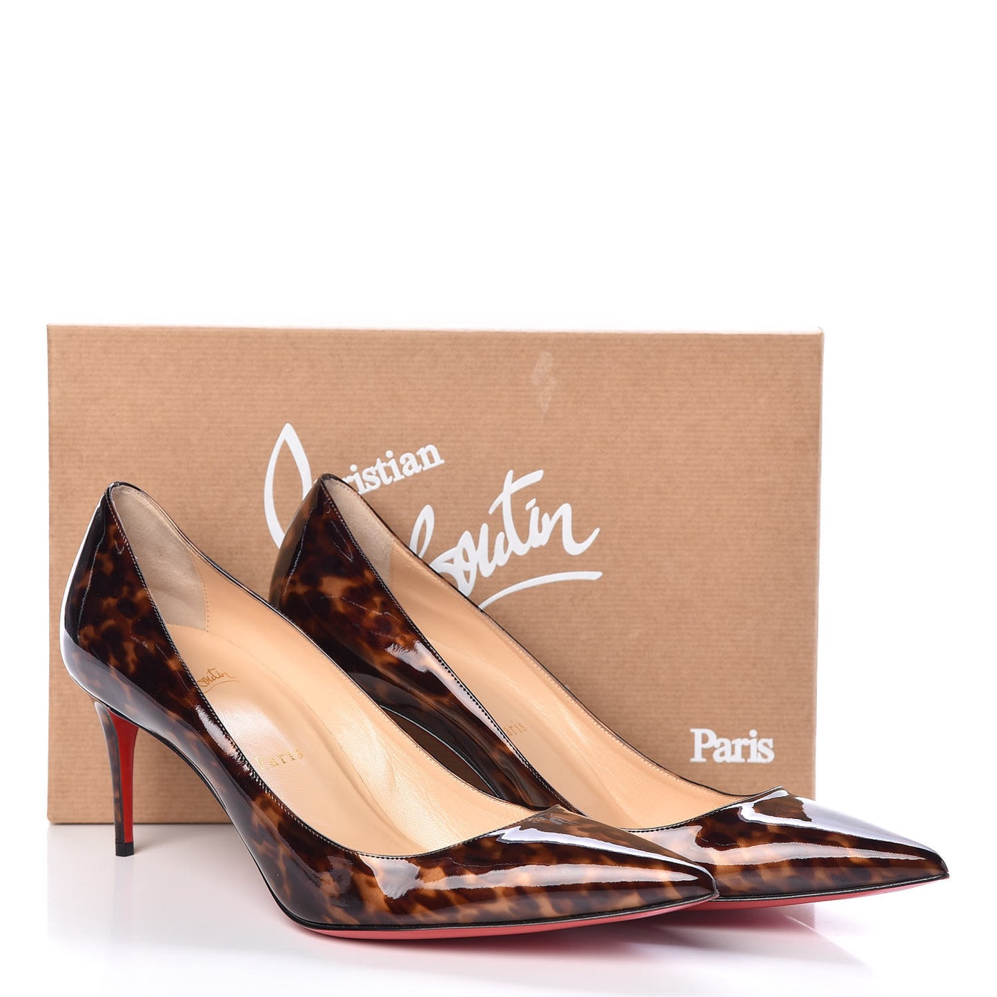 CHRISTIAN LOUBOUTIN Patent Tartaruga Decollete 554 70 Pumps 40.5 Testa Di Moro