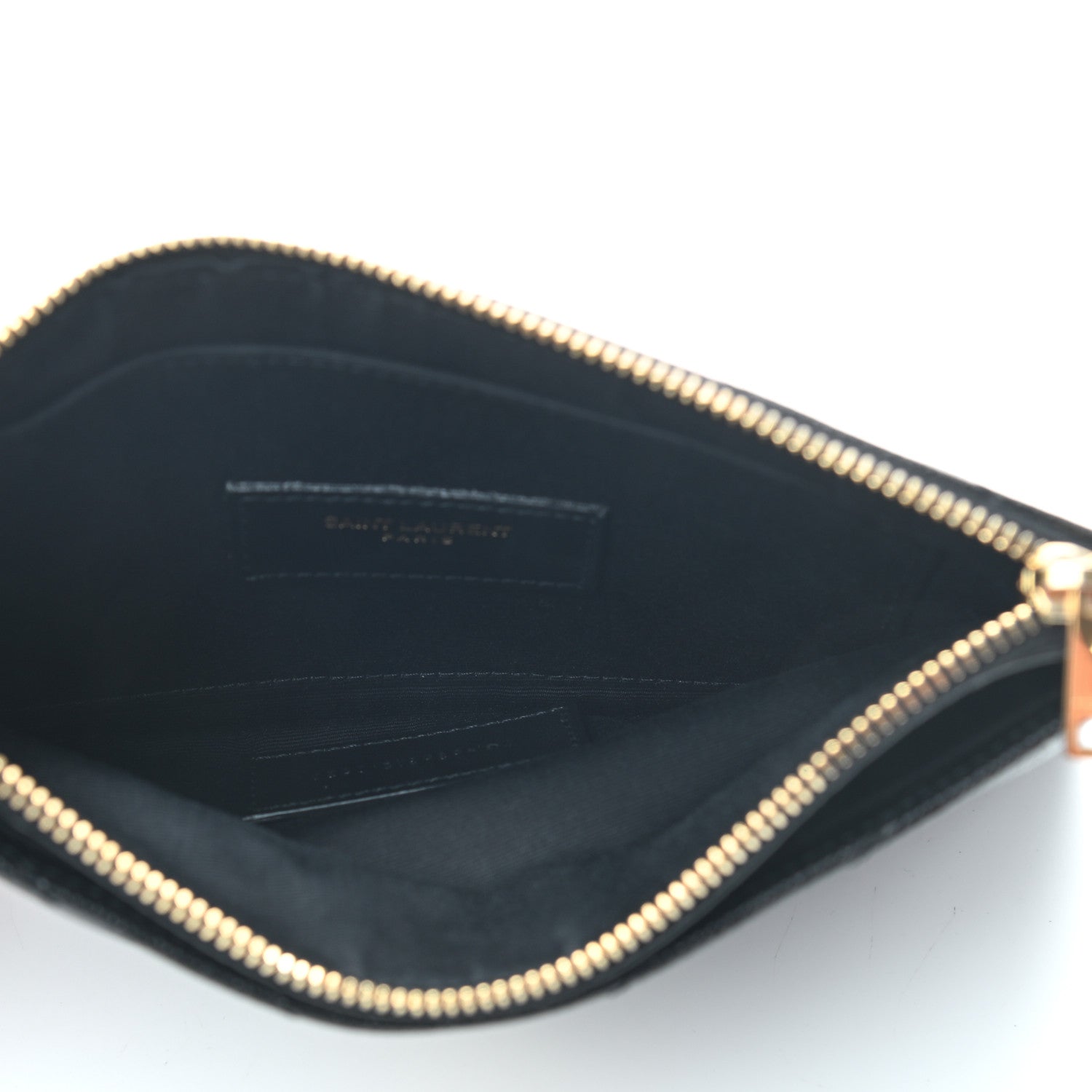 Saint Laurent Grain De Poudre Chevron Monogram Bill Pouch Black 5 of 6