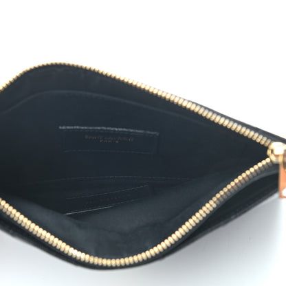 Saint Laurent Grain De Poudre Chevron Monogram Bill Pouch Black 5 of 6