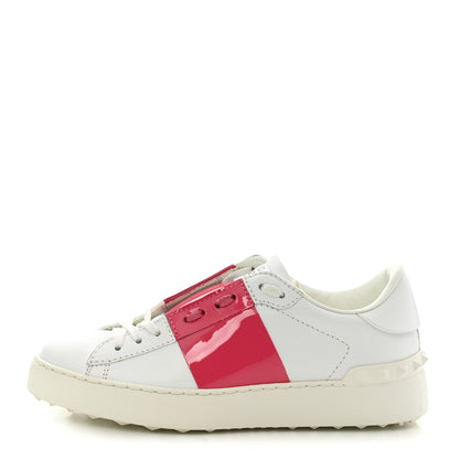 Valentino Garavani Calfskin Patent Womens Rockstud Open Sneakers 36.5 White Fuchsia 1 of 9